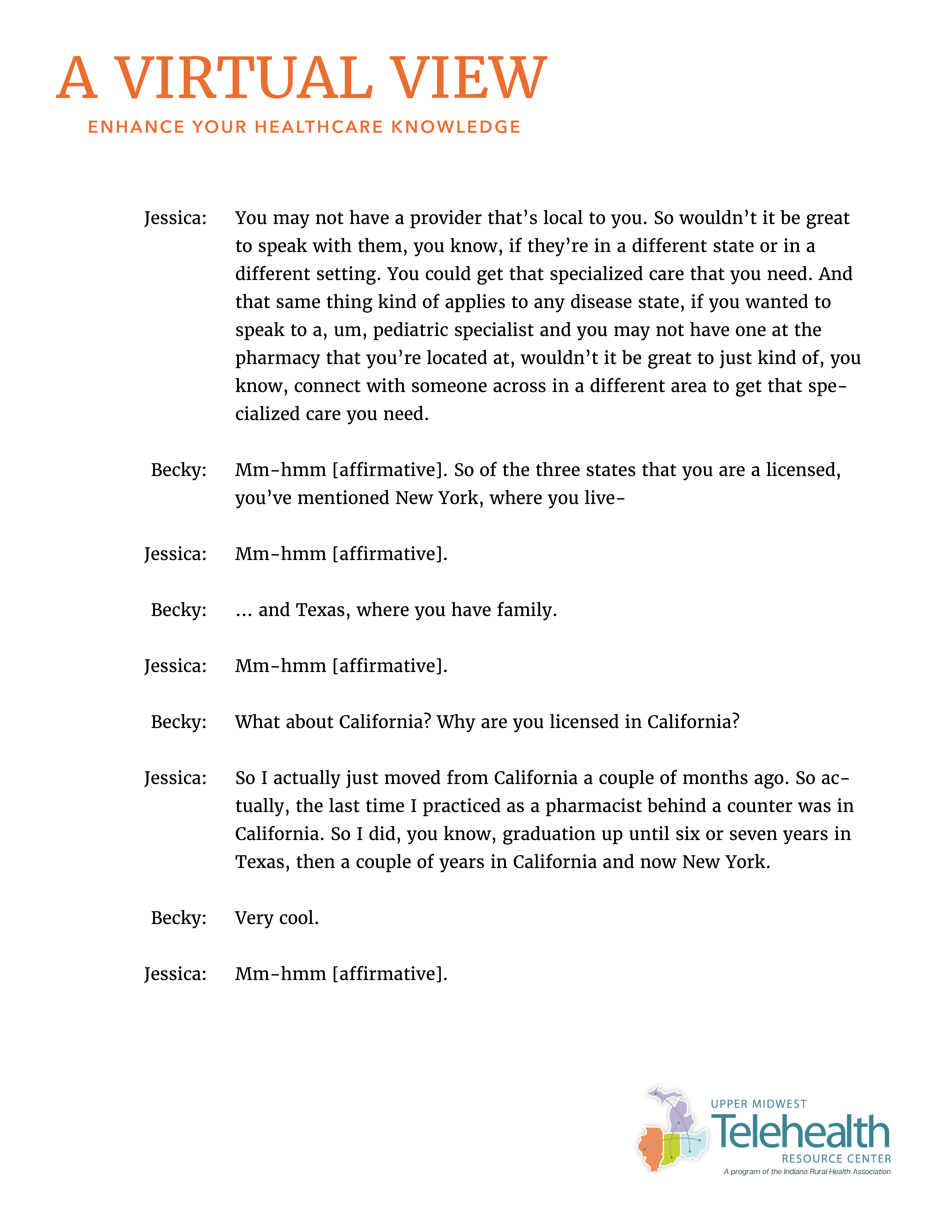 Episode 10 Transcript | Upper Midwest Telehealth Resource Center